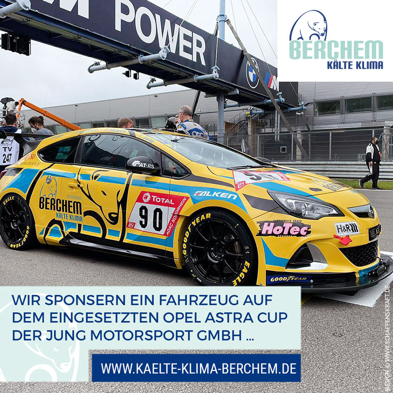 Wir sponsern ein Fahrzeug auf dem eingesetzten Opel Astra Cup der Jung Motorsport GmbH …